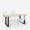 Hilton spisebords sæt: 4 gennemsigtige stole og 160x80cm stål træ bord Udvalg