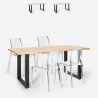 Hilton spisebords sæt: 4 gennemsigtige stole og 160x80cm stål træ bord Udsalg