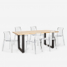 Vice spisebords sæt: 6 gennemsigtige stole og 180x80 cm træ bord Tilbud