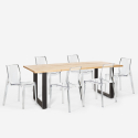 Lewis spisebords sæt: 6 gennemsigtige stole og 200x80 cm træ bord Tilbud