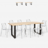 Virgil spisebords sæt: 8 gennemsigtige stole og 220x80 cm træ bord Mængderabat