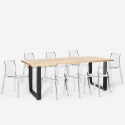 Virgil spisebords sæt: 8 gennemsigtige stole og 220x80 cm træ bord Model
