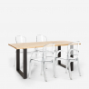 Jaipur M spisebords sæt: 4 gennemsigtige stole og 160x80 cm træ bord Model