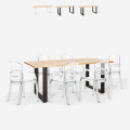 Jaipur L spisebords sæt: 6 gennemsigtige stole og 180x80 cm træ bord Kampagne