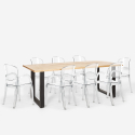 Jaipur XXL spisebords sæt: 8 gennemsigtige stole og 220x80 cm træ bord Udvalg
