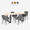 Samsara M1 spisebords sæt: 4 fløjlsbetræk stole og 160x80 cm træ bord På Tilbud