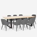Samsara XXL1 spisebords sæt: 8 fløjlsbetræk stole og 220x80cm træ bord Rabatter