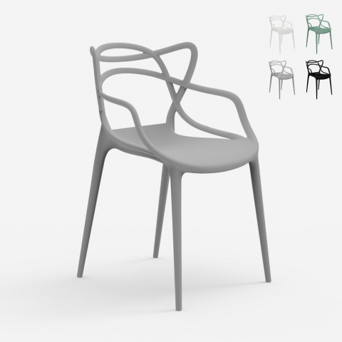 Node stabelbar design spisebords stol med armlæn lavet af plastik Kampagne