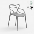 Node stabelbar design spisebords stol med armlæn lavet af plastik