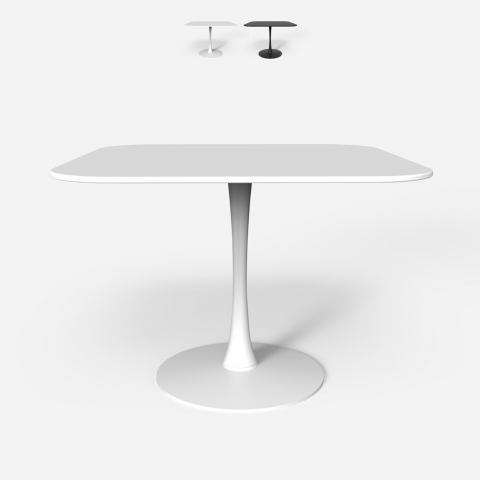 Lillium 80 cm lille firkantet spisebord sort og hvid træ med metalfod Kampagne