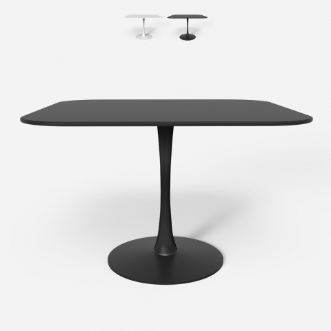 Lillium 100 cm lille firkantet spisebord sort og hvid træ med metalfod