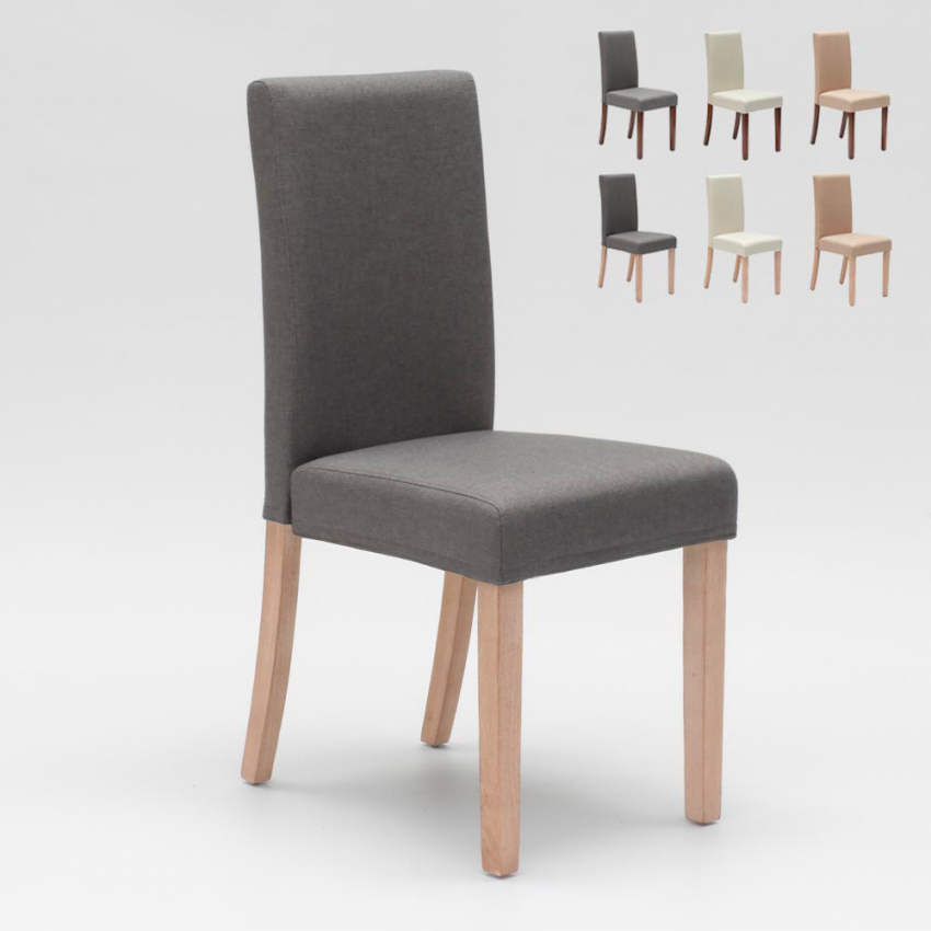 Comfort Chair henriksdal spisebords stol farverig stof polstret med træ ben Mål