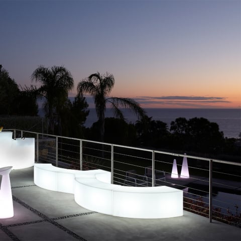 Moderne modulopbygget udendørs design lysende bænk Snake Slide