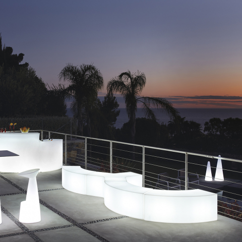 Lysende bænk sofabord moderne design udendørs barhave Ypsilon Slide