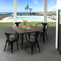 Hustle Black cafebord sæt: 4 industrielt farvet stole og 80x80 cm bord Mængderabat