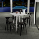 Barbord sæt med 4 farvede barstole og bord 60x60cm Bucket Wood White Valgfri