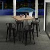 Mason Steel Top barbord sæt: 4 farvede barstole og 60x60 cm stål bord Valgfri