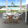 Dax Light spisebords sæt: 4 plast stole og 80x80 cm firkantet træ bord Udsalg