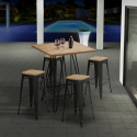 Oudin barbord sæt: 4 børstet effekt barstole og 60x60 cm stål bord Tilbud