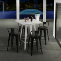 Barbord sæt med 4 farverige barstole og hvidt højt bord 60x60 cm Buch White Valgfri