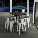 Peaky barbord sæt: 4 farvede industriel barstole og 60x60 cm stål bord Valgfri
