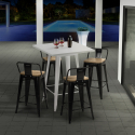 Hvid barbord sæt med 4 farverige barstole og højt bord 60x60cm Bucket Steel White Rabatter