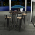 Axel barbord sæt: 4 farvede industriel barstole og 60x60 cm stål bord Tilbud
