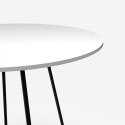 Marmor lille rundt spisebord 100 cm hvidt af træ med sorte metalben Tilbud