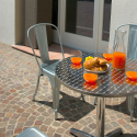 Skladan rund bord 70 cm cafebord udendørs stålfinish sammenklappelig På Tilbud