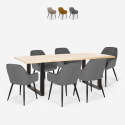 Samsara L2 spisebords sæt: 6 fløjlsbetræk stole og 180x80 cm træ bord På Tilbud