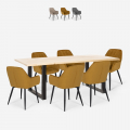 Samsara L2 spisebords sæt: 6 fløjlsbetræk stole og 180x80 cm træ bord Kampagne