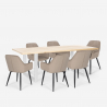 Samsara L3 spisebords sæt: 6 fløjlsbetræk stole og 180x80 cm træ bord Rabatter