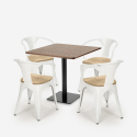 Dunmore cafebord sæt: 4 industrielt farvet stole og 90x90 cm træ bord Udvalg