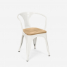Dunmore cafebord sæt: 4 industrielt farvet stole og 90x90 cm træ bord Pris