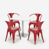Heavy White hvid cafebord sæt: 4 farvet stole og 90x90cm træ stål bord Omkostninger