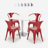 Heavy White hvid cafebord sæt: 4 farvet stole og 90x90cm træ stål bord Udvalg