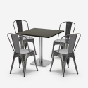 Just cafebord sæt: 4 farvet stole og 90x90 cm sort træ stål bord Model