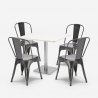 Just White hvid cafebord sæt: 4 farvet stole og 90x90 cm træ stål bord Omkostninger
