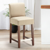 Comfort L barstol polstret firkantet farvet stofsæde med ryglæn og træben Mængderabat