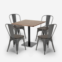 Edgar cafebord sæt: 4 industrielt farvet stole og 90x90 cm træ bord Model