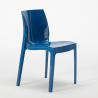 Yanez cafebord sæt: 4 farvet plast stole og 90x90 cm træ stål bord 