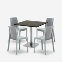 Yanez Black cafebord sæt: 4 farvet plast stole og 90x90 cm sort bord Mål