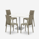 Barrett White cafebord sæt: 4 polyrattan stole og 90x90 cm hvid bord Udvalg