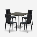 Barrett Black cafebord sæt: 4 polyrattan stole og 90x90 cm sort bord Udvalg