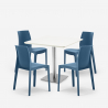 Jasper White cafebord sæt: 4 farvet plast stole og 90x90 cm hvid bord Mål