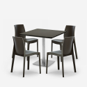 Jasper Black cafebord sæt: 4 farvet plast stole og 90x90 cm sort bord Mål