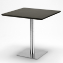 Dustin Black cafebord sæt: 4 farvet plast stole og 90x90 cm sort bord 