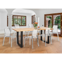 Vice spisebords sæt: 6 gennemsigtige stole og 180x80 cm træ bord På Tilbud