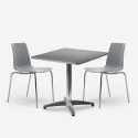 Mores cafebord sæt: 2 farvede stole og 70x70 cm firkantet stål bord Valgfri