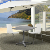 Mores cafebord sæt: 2 farvede stole og 70x70 cm firkantet stål bord Rabatter